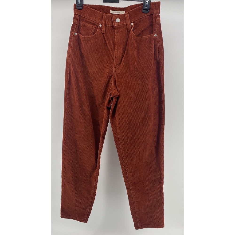 Levi Mens Courdoroy‎ Pants Sz 27 High Waisted Tapered Mahogany Smooth Cord